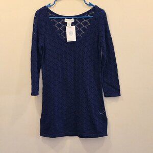NWT Women's Doncaster Open‎ Knit Pullover Sweater Blue 3/4 Sleeves Size Small